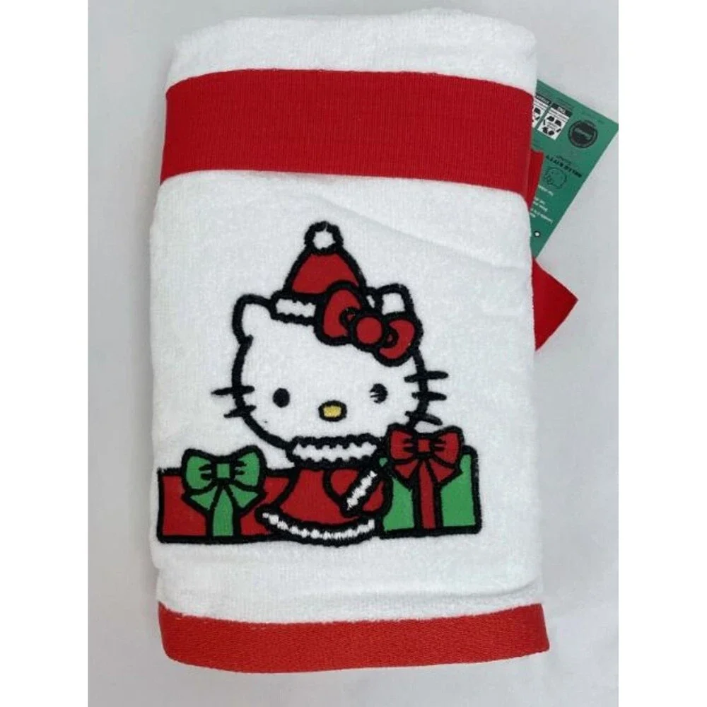Hello Kitty Presents 2pk Hand Towels Christmas Holiday White